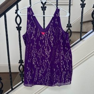 Lilly Pulitzer Florin silk sleeveless V in purple berry